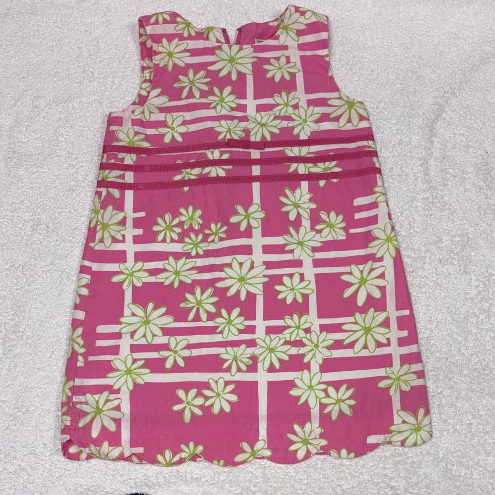 Lilly pulitzer pink sleeveless shift pink floral white size 5